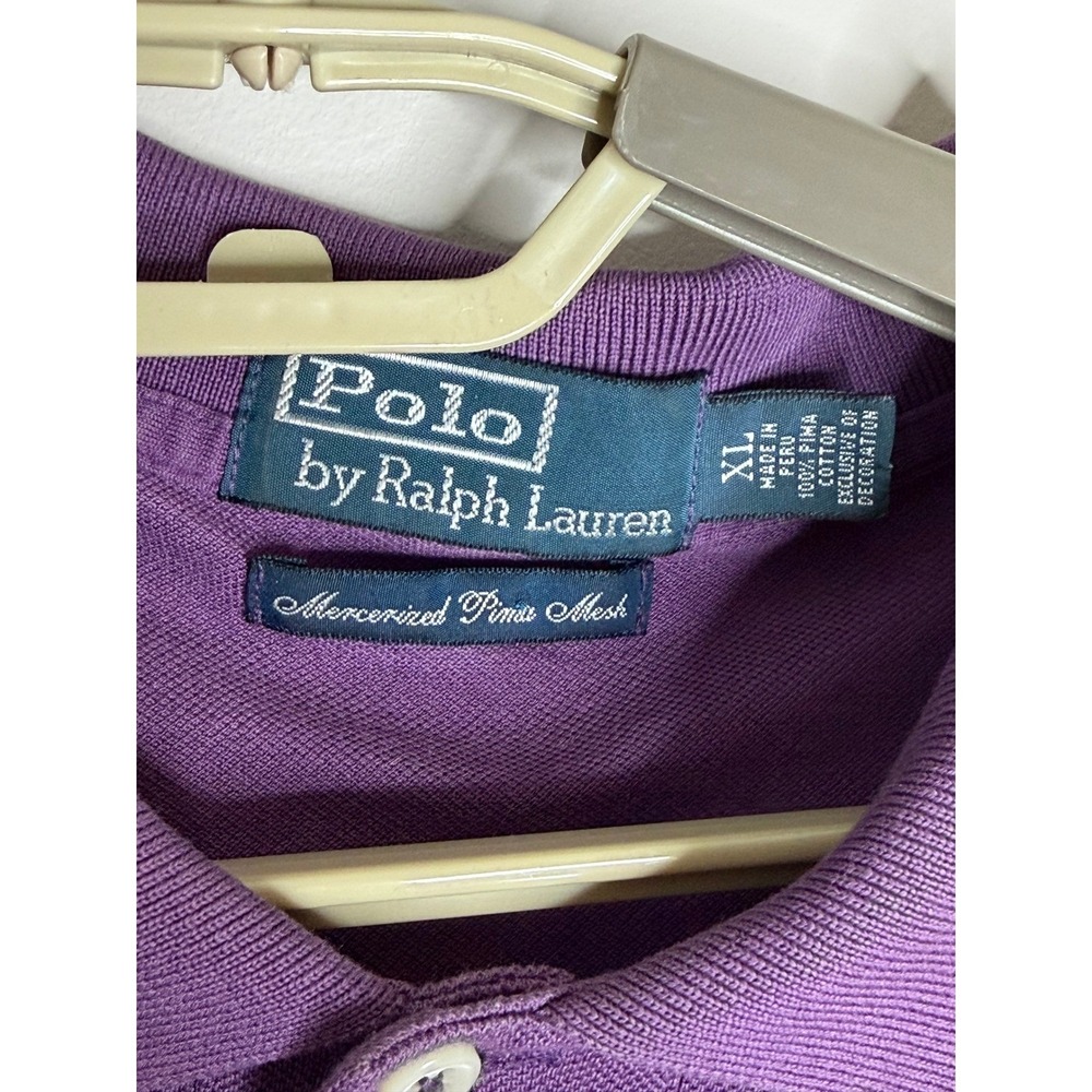 Polo Ralph Lauren Mens XL Purple Mercerized Pima Mesh Short Sleeve Polo Shirt - Picture 4 of 7